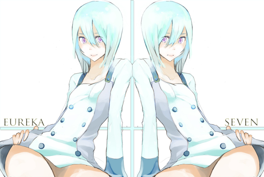 double_persona, dual_persona, eureka, eureka_7, eureka_seven, eureka_seven_(series), flat_chest, legs, purple_eyes, short_hair, sitting, solo, tansuke, violet_eyes