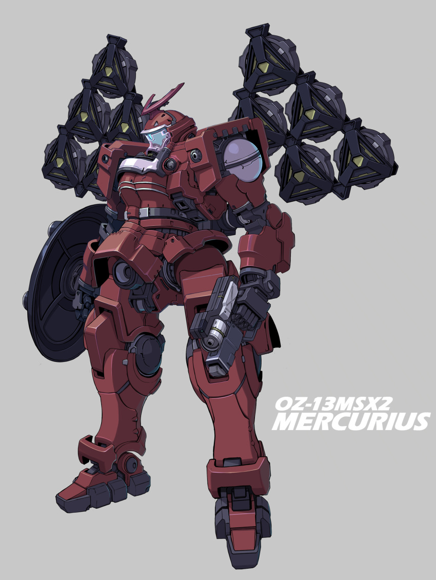 character_name, grey_background, gun, gundam, gundam_wing, highres, holding, holding_gun