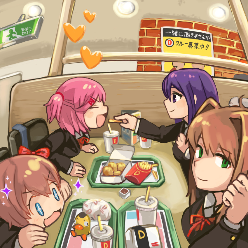 4girls, absurdres, ahoge, bangs, blazer, blue_eyes, blush, brand_name_imitation