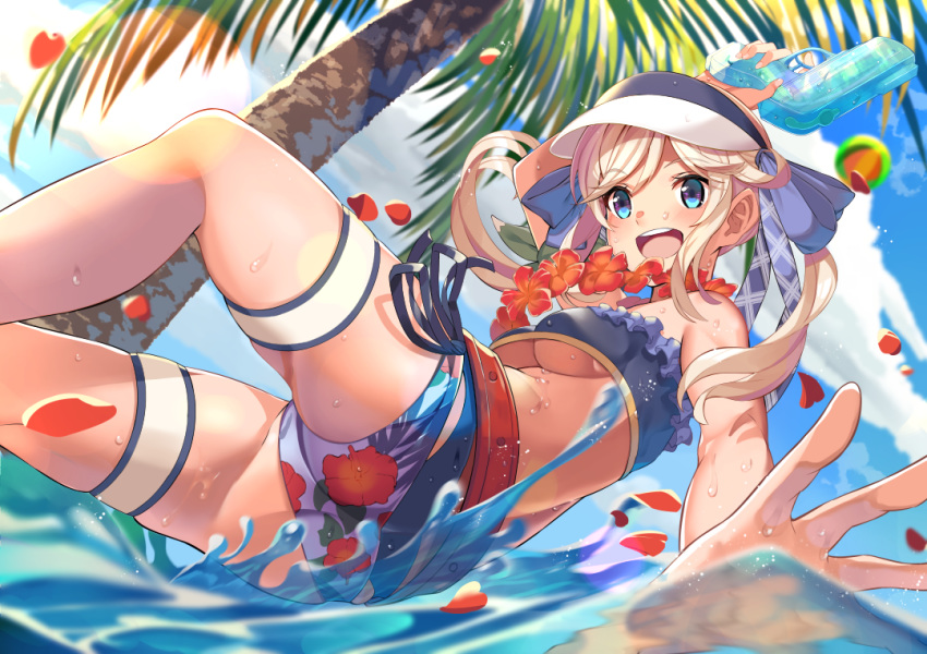 1girl, ass, bikini, blonde_hair, blue_eyes, breasts, cucouroux_(granblue_fantasy), granblue_fantasy