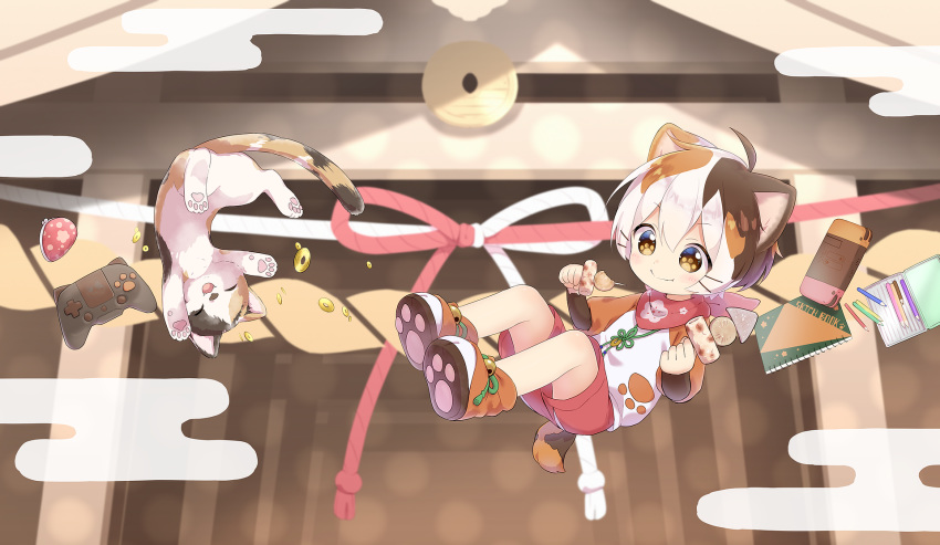 1boy, animal_ears, blush, brown_hair, cat, cat_boy, cat_ears, cat_tail
