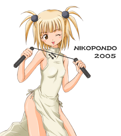 bare_shoulders, blonde_hair, blush, china_dress, chinadress, chinese_clothes, flat_chest, grey_eyes