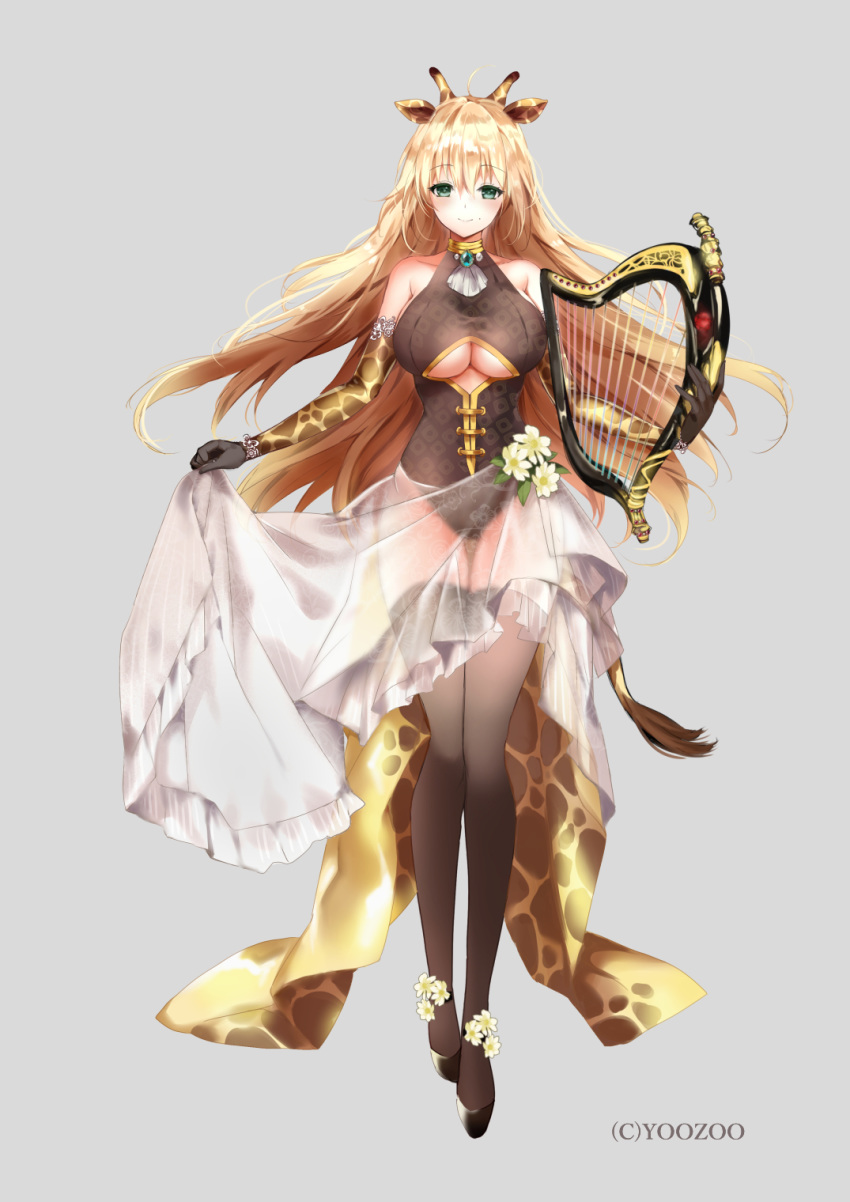 1girl, animal_ears, bangs, black_legwear, black_leotard, blonde_hair, blush, breasts