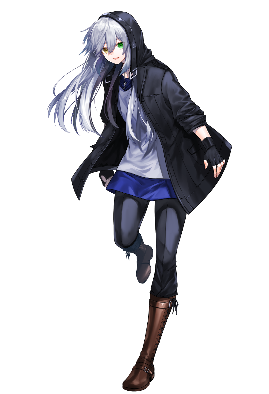 1girl, boots, collarbone, commentary_request, dodome_ichika, eyebrows_visible_through_hair, eyes_visible_through_hair, fingerless_gloves