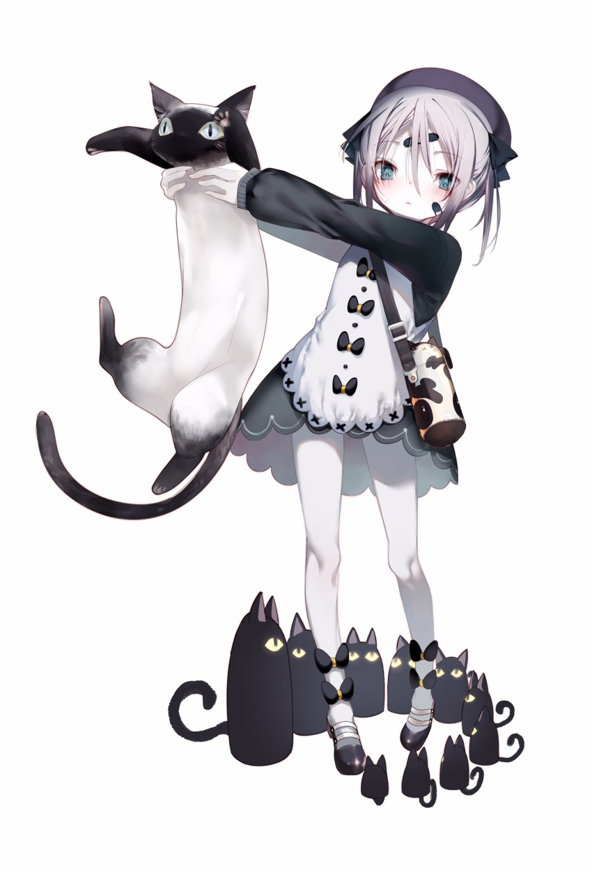 1-gou_(111touban), 1girl, animal, bag, bandaid, bandaid_on_cheek, bandaid_on_forehead, bangs