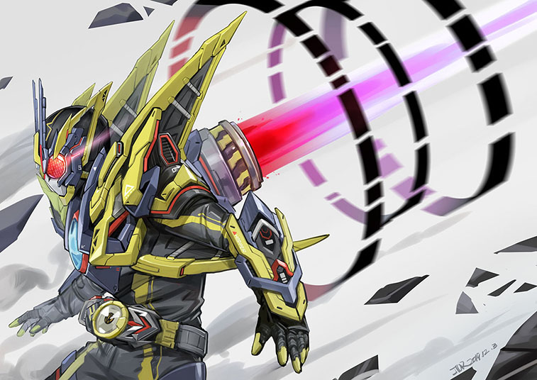 1boy, dated, debris, glowing, glowing_eyes, jiuri_jiuhao, kamen_rider, kamen_rider_01_(series)