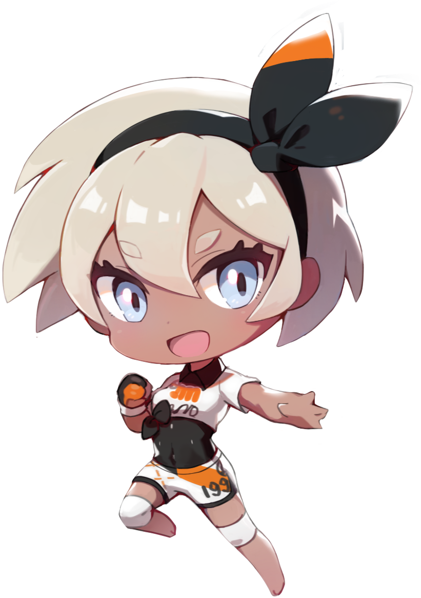 1girl, barefoot, black_bodysuit, black_hairband, blue_eyes, bodysuit, bodysuit_under_clothes, chibi