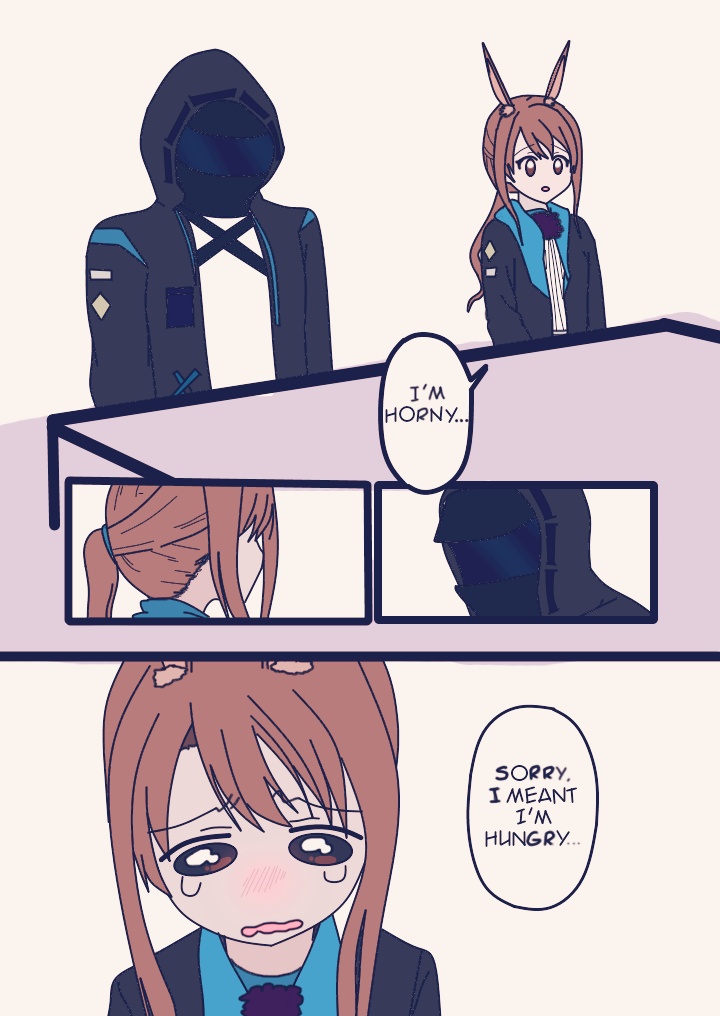 1boy, 1girl, amiya_(arknights), animal_ears, arknights, blush, brown_eyes, brown_hair