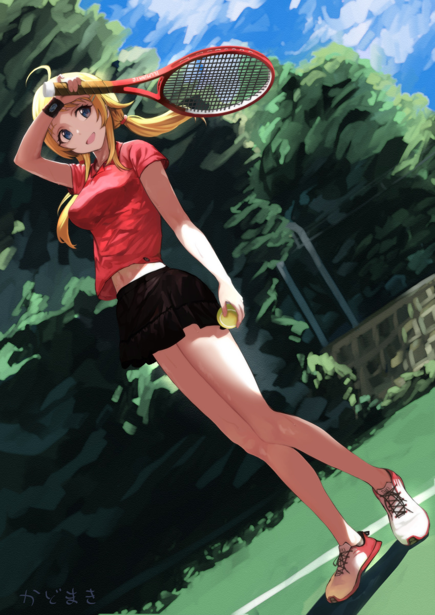 1girl, :d, ahoge, arm_at_side, arm_up, ball, bare_arms, bare_legs