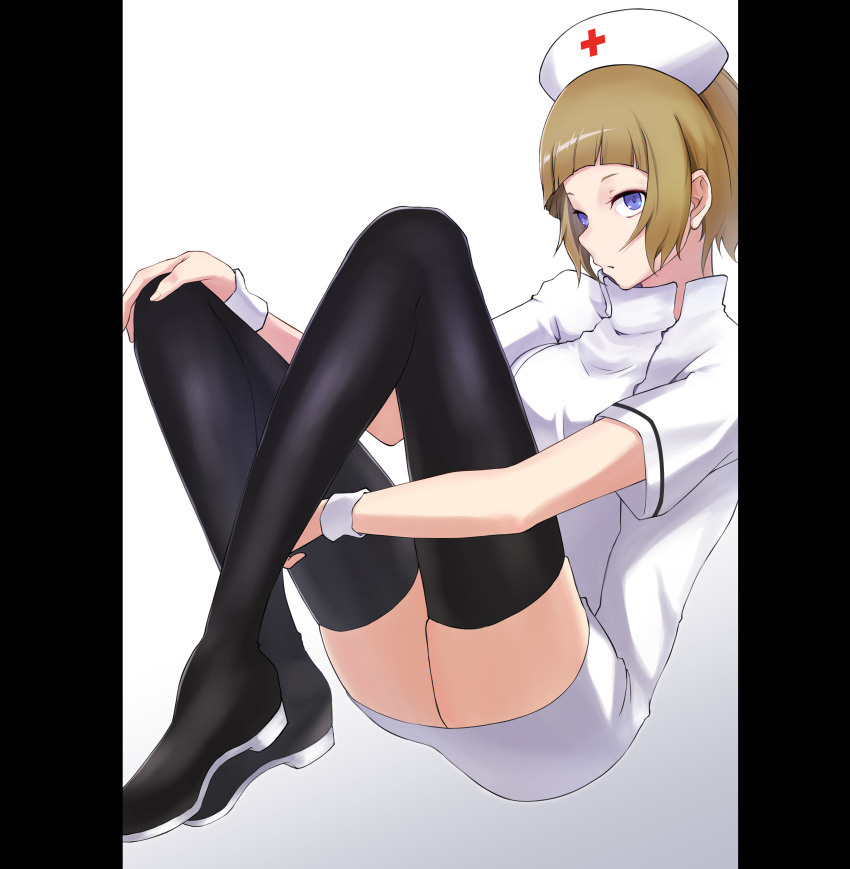 1girl, absurdres, au46_kaji, blue_eyes, boots, brown_hair, hat, highres