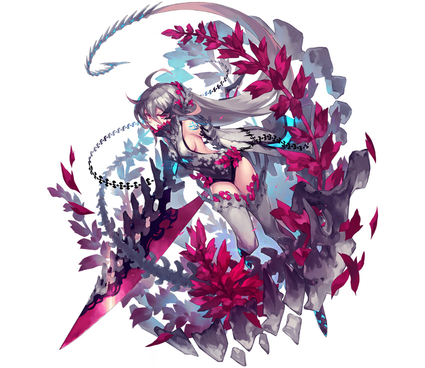 artist_request, bare_shoulders, bone_hair_ornament, glowing_tattoo, hair_between_eyes, highres, integral_killer_(phantom_of_the_kill), laevateinn_(phantom_of_the_kill)