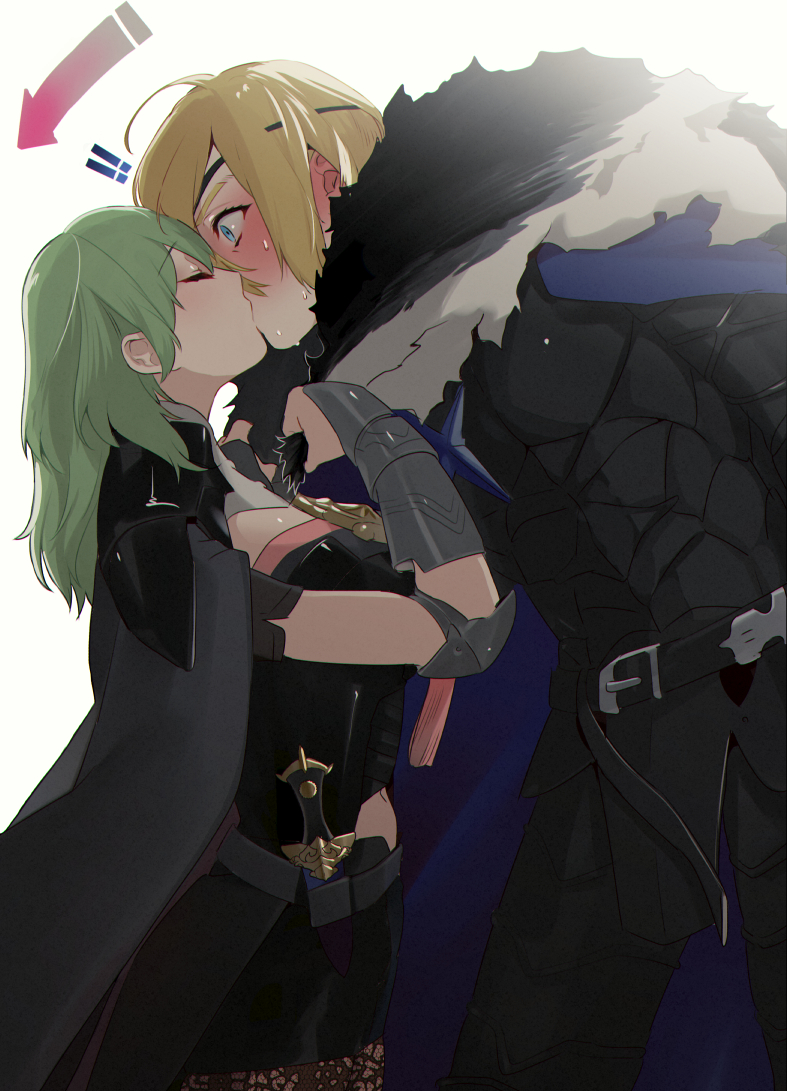 !!, 1boy, 1girl, blonde_hair, blue_eyes, blush, byleth_(fire_emblem), byleth_eisner_(female)