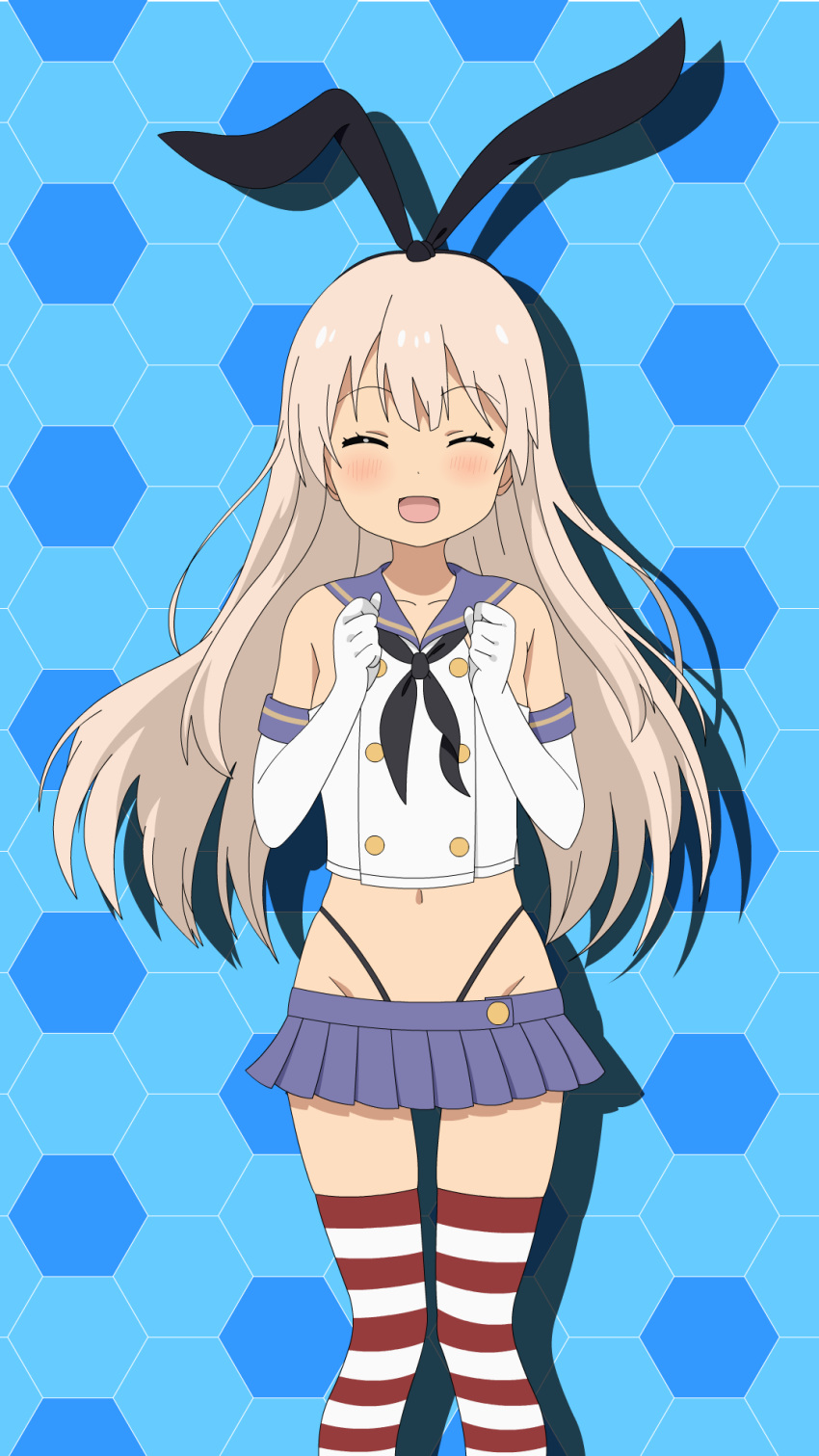1girl, ^_^, anime_coloring, bangs, bare_shoulders, black_hairband, black_neckwear, black_panties