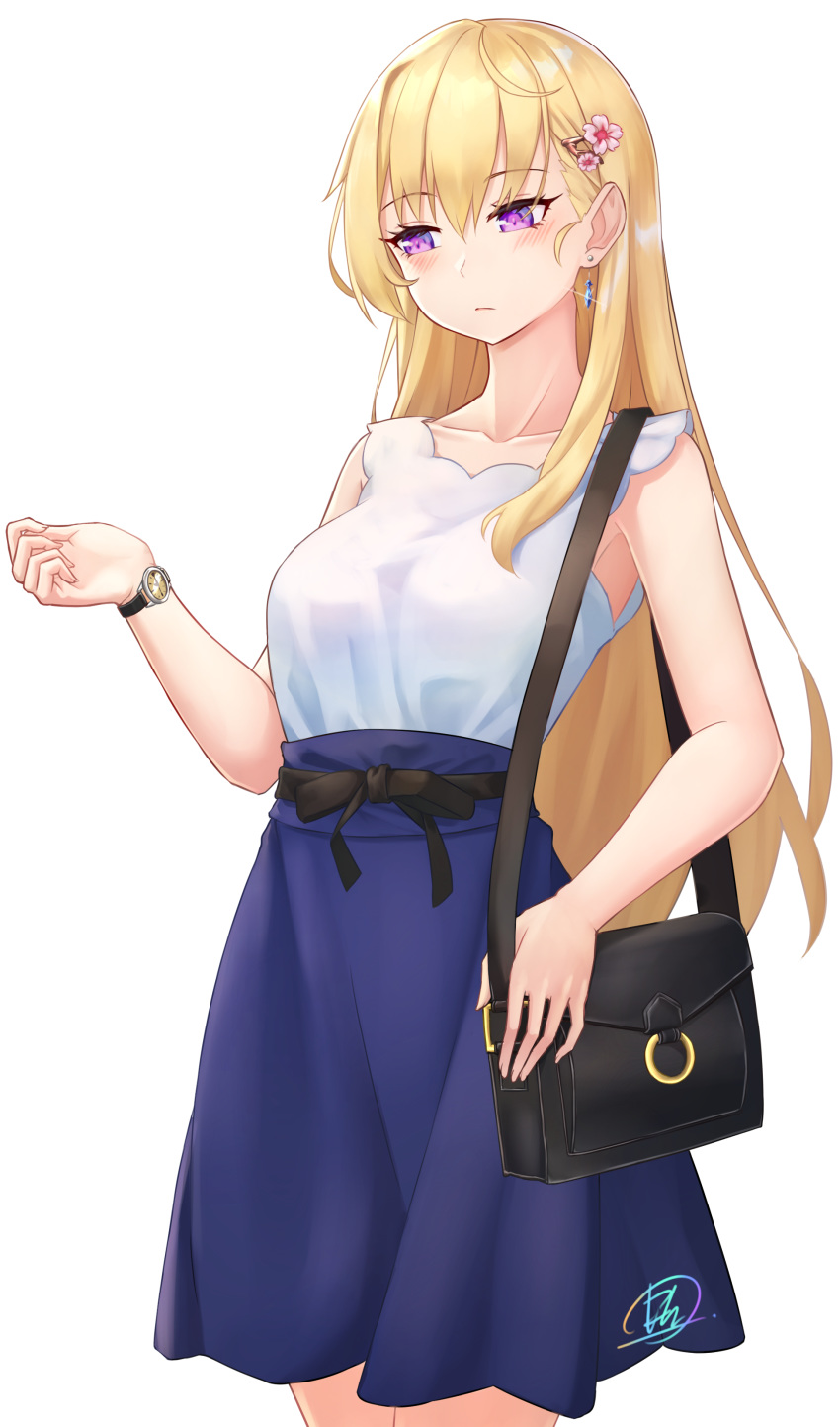 1girl, absurdres, after3310, armpit_peek, bag, bangs, bare_arms, bare_shoulders
