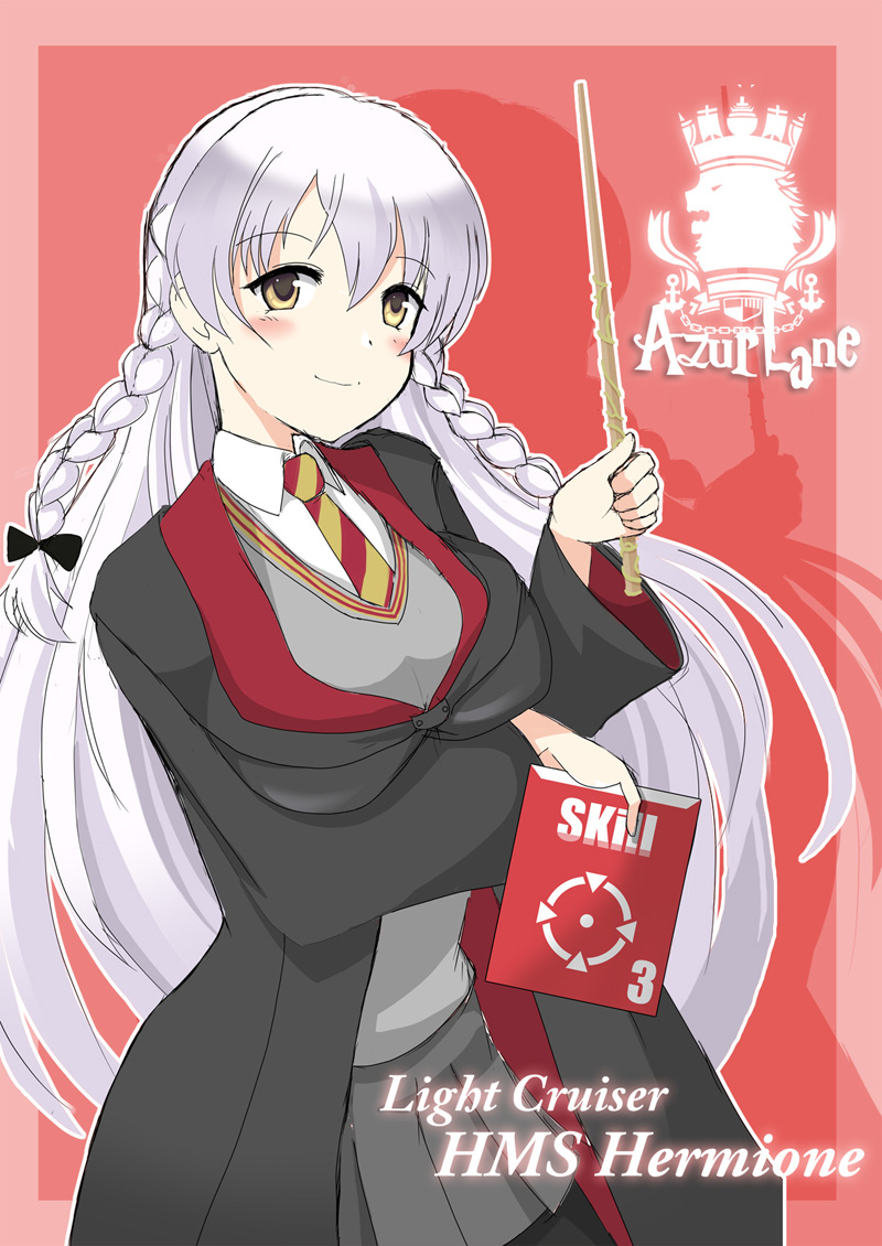 1girl, azu_rentarou, azur_lane, blush, braid, breasts, character_name, commentary_request