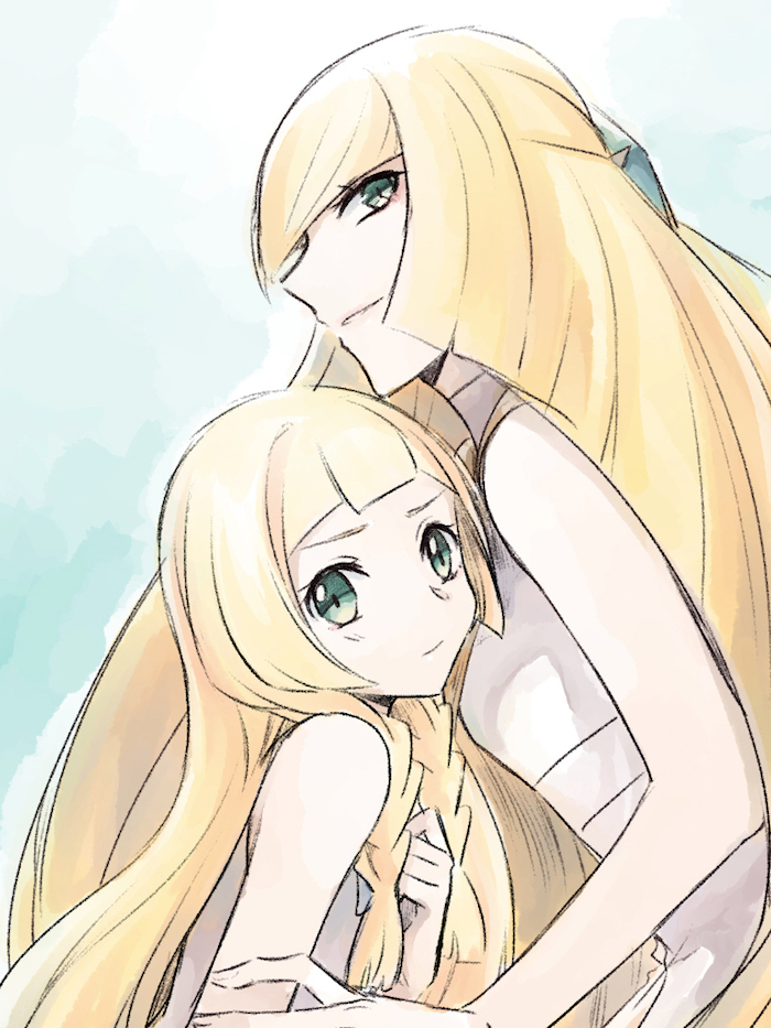 2girls, bangs, bare_shoulders, blonde_hair, braid, closed_mouth, commentary_request, dress