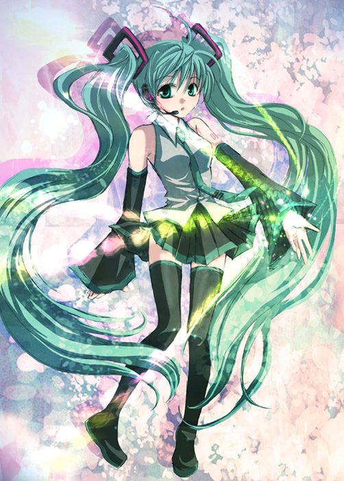 boots, detached_sleeves, for_all_z, green_eyes, green_hair, hatsune_miku, long_hair, necktie