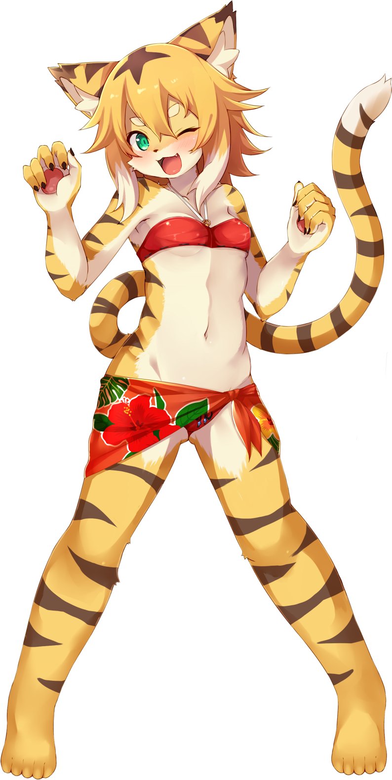 1girl, :3, alternate_costume, animal_ears, ass_visible_through_thighs, bangs, bare_shoulders, barefoot