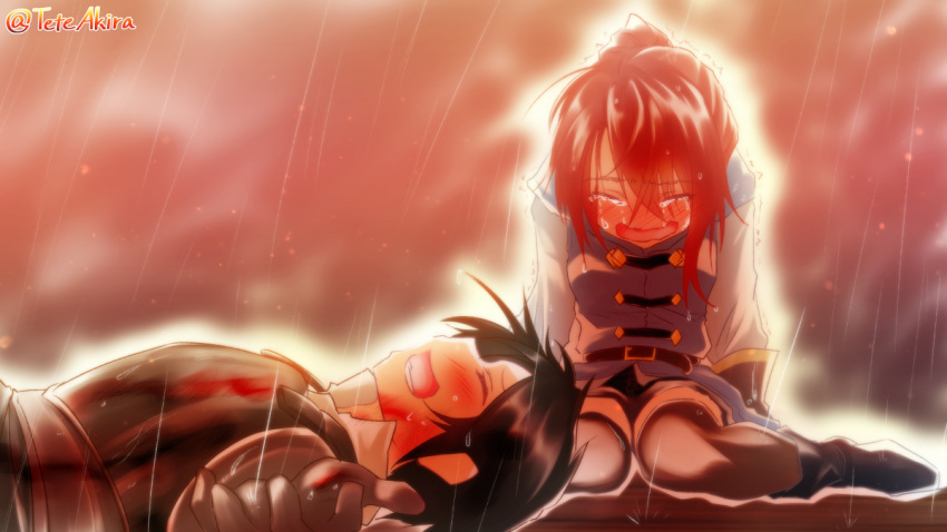 black_hair, blood, blush, closed_eyes, crying, injury, leila_asprey, open_mouth