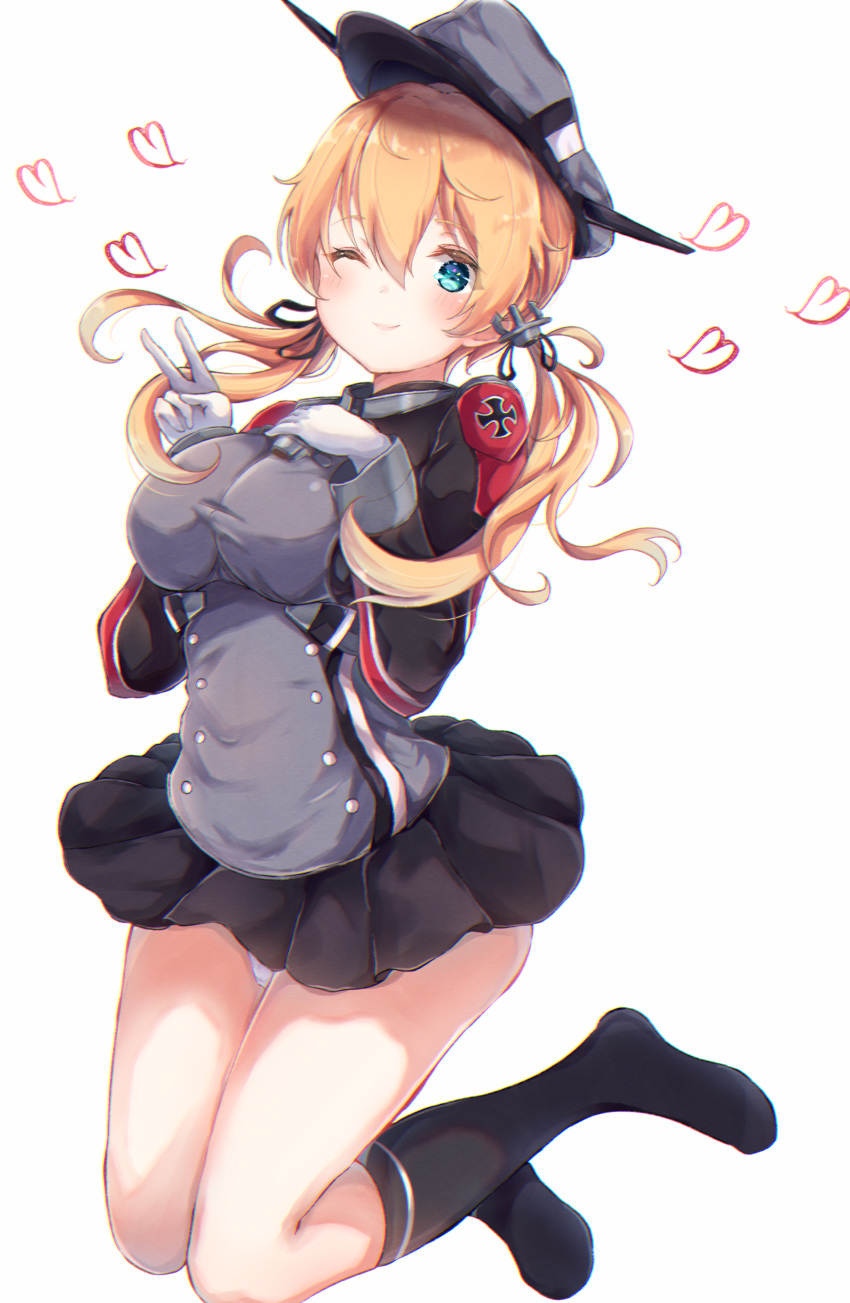 1girl, absurdres, anchor_hair_ornament, aqua_eyes, black_legwear, black_skirt, blonde_hair, breasts