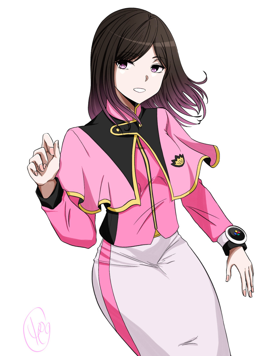 1girl, bangs, eyebrows_visible_through_hair, floating_hair, highres, kiramei_pink, looking_to_the_side, mashin_sentai_kiramager