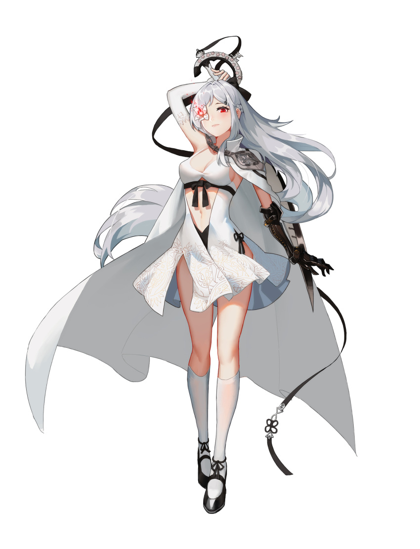1girl, bangs, black_bow, black_footwear, bow, breasts, drag-on_dragoon, drag-on_dragoon_3