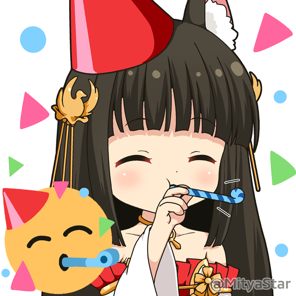 1girl, ^_^, animal_ear_fluff, animal_ears, azur_lane, bangs, black_hair, blunt_bangs