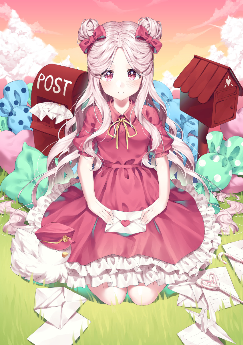 1girl, absurdres, animal, bangs, bird, blush, bow, breasts