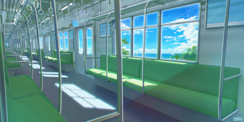 absurdres, bench, day, door, hand_grip, highres, huge_filesize, no_humans
