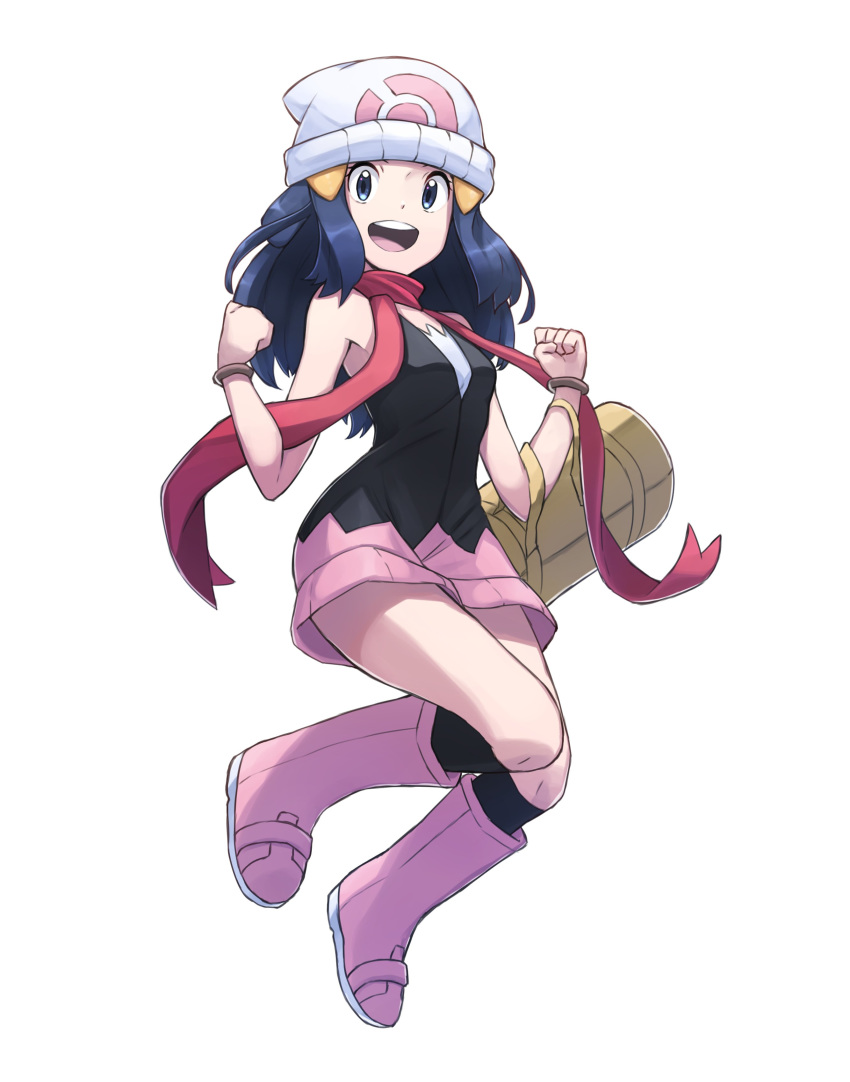 1girl, absurdres, bag, black_legwear, black_shirt, blue_eyes, blue_hair, boots