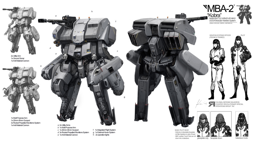 armor, cannon, concept_art, gun, gunpod, helmet, highres, mecha