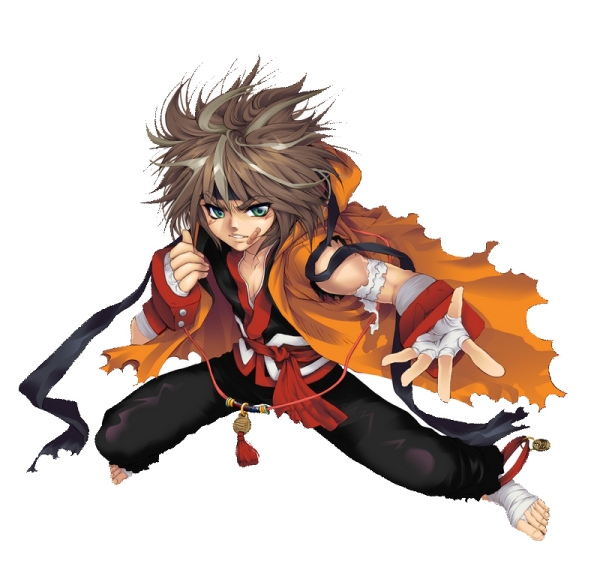 1boy, bandage_on_face, bandaged_feet, bandaged_hands, barefoot, belt, black_headband, black_outfit