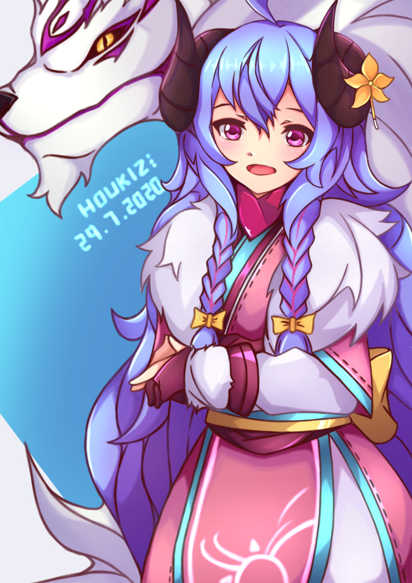 1girl, absurdres, ahoge, alternate_costume, alternate_eye_color, alternate_hair_color, alternate_hairstyle, animal