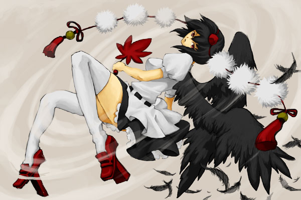 geta, hat, nama_(na-ma), shameimaru_aya, tengu-geta, thighhighs, touhou, wings