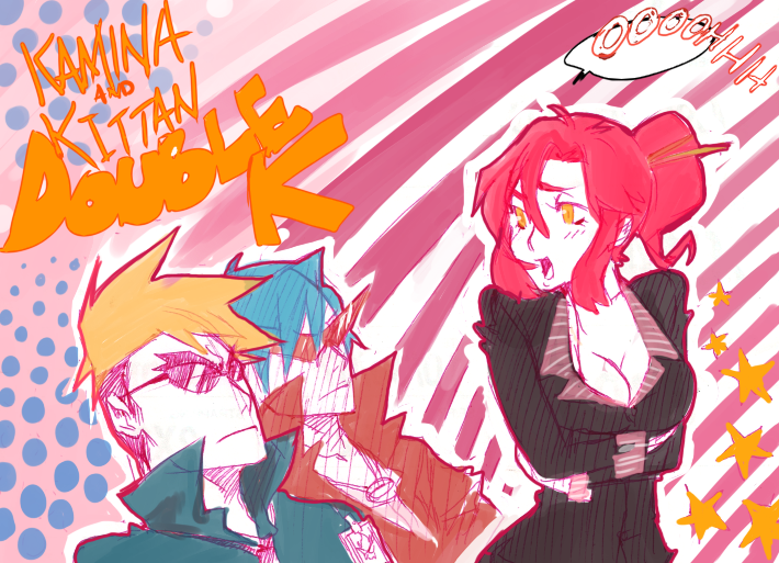 cleavage, double_k, kamina, kittan, miami_vice, tehryu, tengen_toppa_gurren_lagann, what