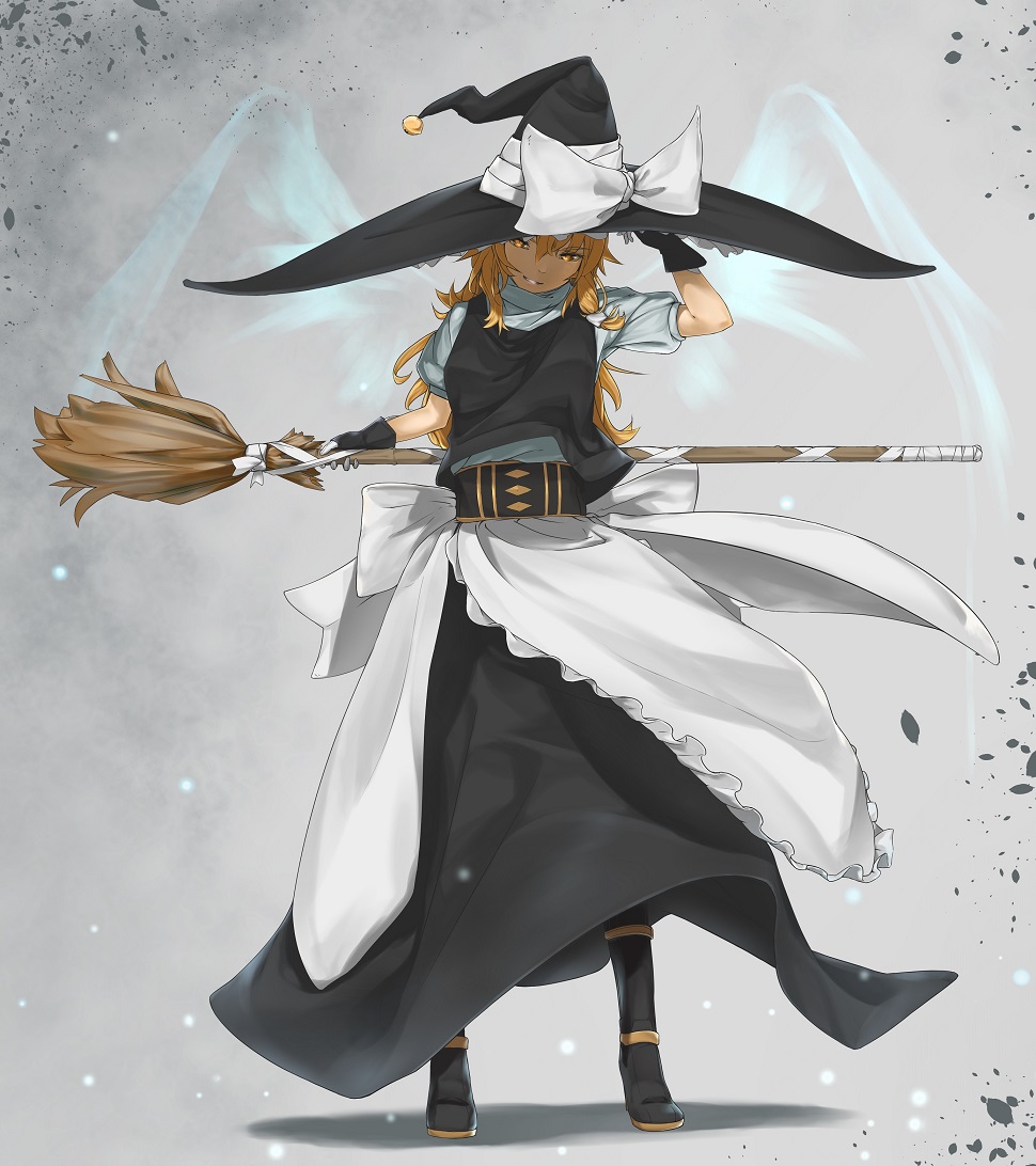 1girl, adapted_costume, adjusting_clothes, adjusting_hat, apron, arm_at_side, arm_up, bangs