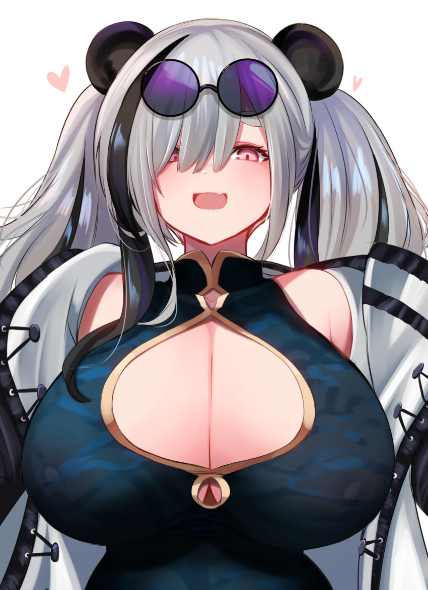 10eki_(tenchou), 1girl, absurdres, animal_ears, arknights, asymmetrical_hair, breasts, china_dress