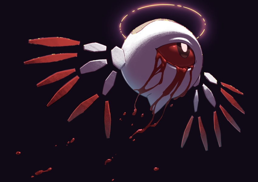 1other, bandaid, black_background, black_eyes, bleeding, blood, blood_drip, halo
