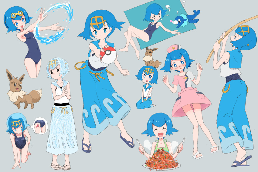 1girl, ^_^, alternate_costume, betuni, blue_eyes, blue_hair, blue_sailor_collar, blush