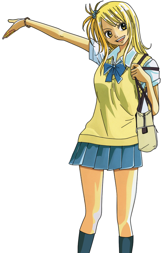 blonde_hair, bracelet, fairy_tail, jewelry, lucy_heartfilia, lucy_heartphilia, school_uniform, skirt