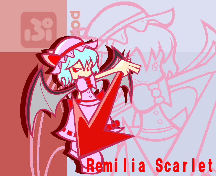 character_name, chibi, devil_wings, gungnir, parody, polearm, puyopuyo, puyopuyo_artstyle