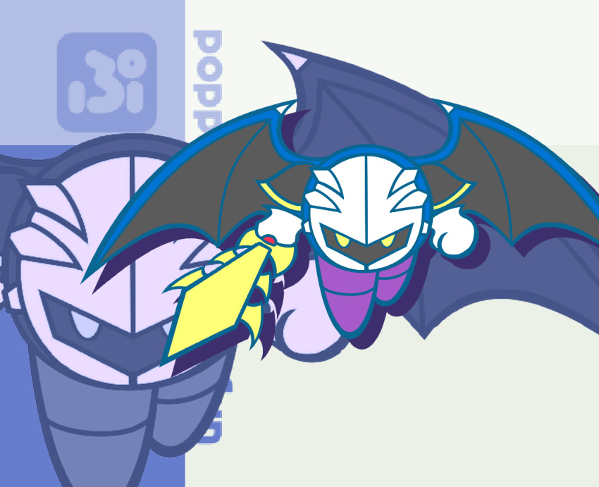 devil_wings, kirby_(series), mask, meta_knight, parody, puyopuyo, puyopuyo_artstyle, style_parody, sword, weapon, wings, y&amp;k