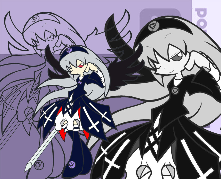 dokuro_(pixiv), parody, puyopuyo, puyopuyo_artstyle, red_eyes, rozen_maiden, style_parody, suigintou