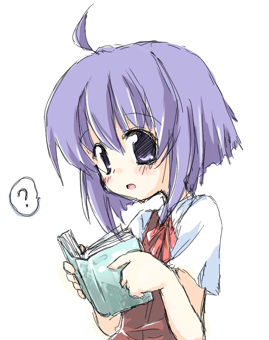 bad_id, book, futaru_usagi, mahou_sensei_negima, mahou_sensei_negima!, miyazaki_nodoka, purple_hair, short_hair