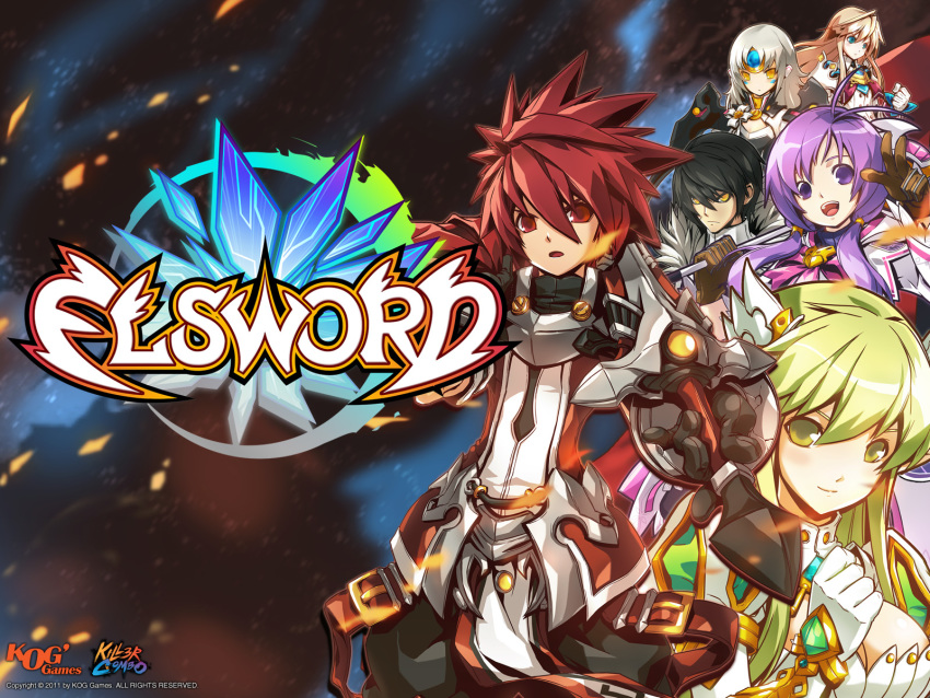 3boys, 3girls, aisha_landar, blade_master_(elsword), burning, chung_seiker, code:_nemesis_(elsword), elemental_master_(elsword)