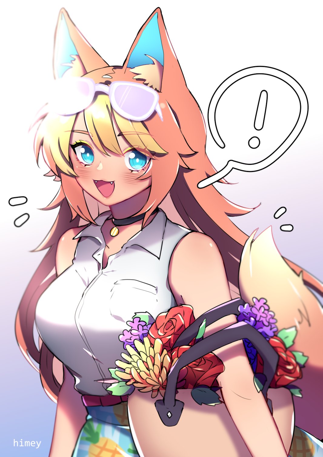 !, 1girl, animal_ears, bag, bangs, blue_eyes, blush, breasts