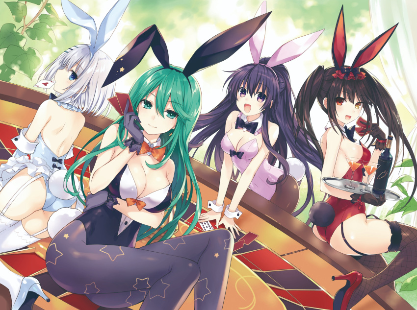 absurdres, animal_ears, black_hair, blue_eyes, breasts, bunny_day, bunny_girl, bunnysuit