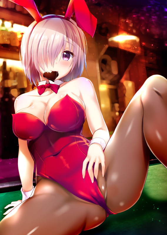 1girl, alcohol, animal_ears, bow, bowtie, breasts, brown_legwear, bunnysuit