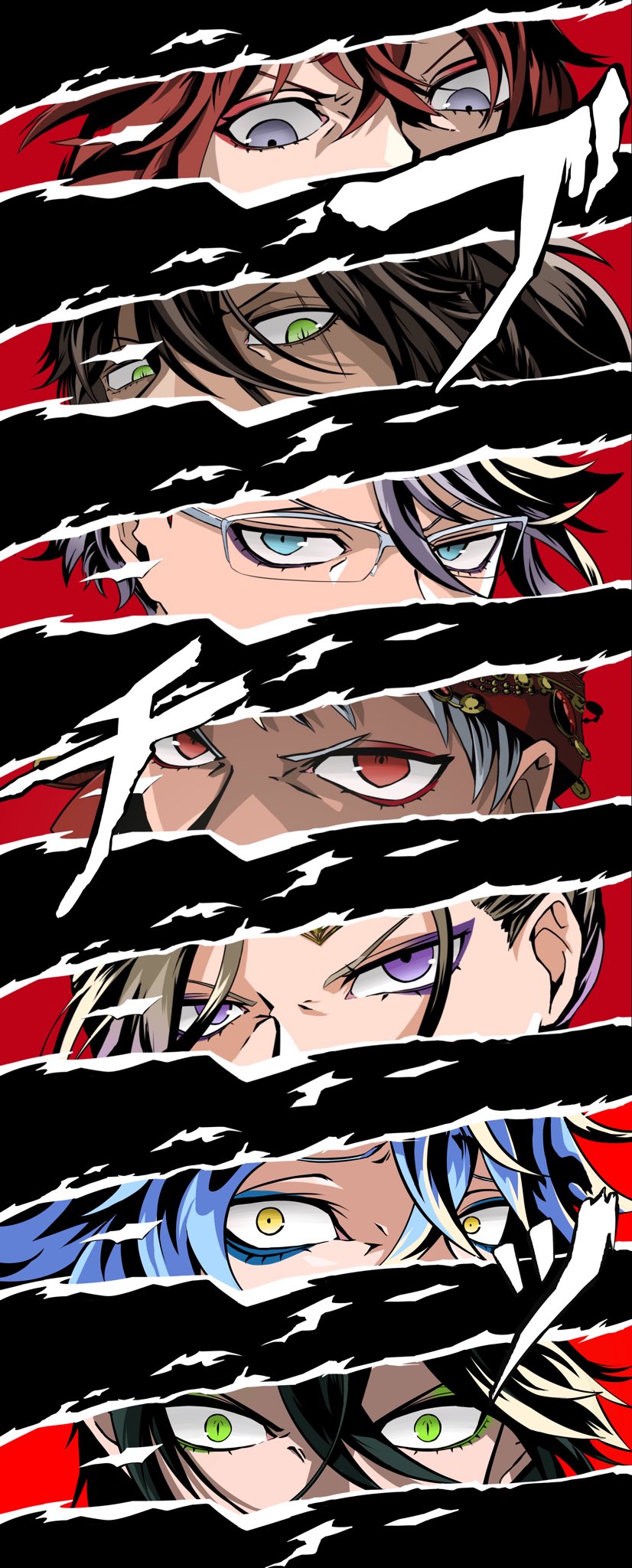 6+boys, azul_ashengrotto, black_hair, blonde_hair, blue_eyes, blue_hair, braid, brown_hair