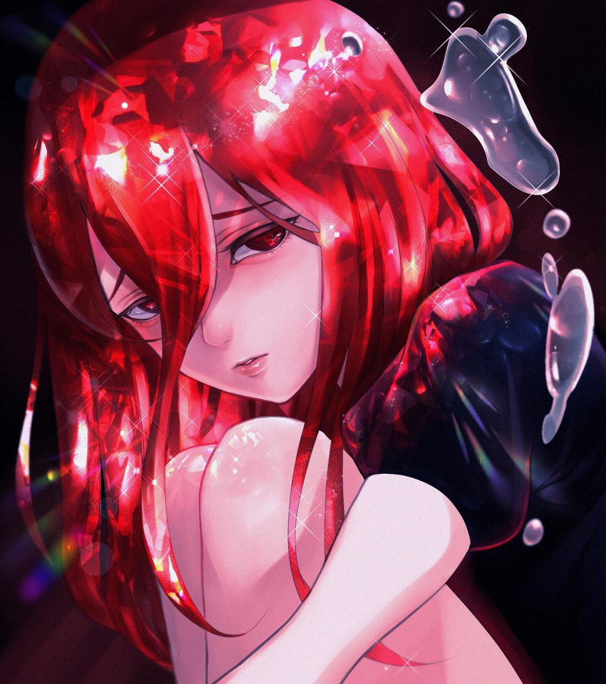 1other, akamahura, androgynous, colored_eyelashes, crystal_hair, gem_uniform_(houseki_no_kuni), highres, houseki_no_kuni